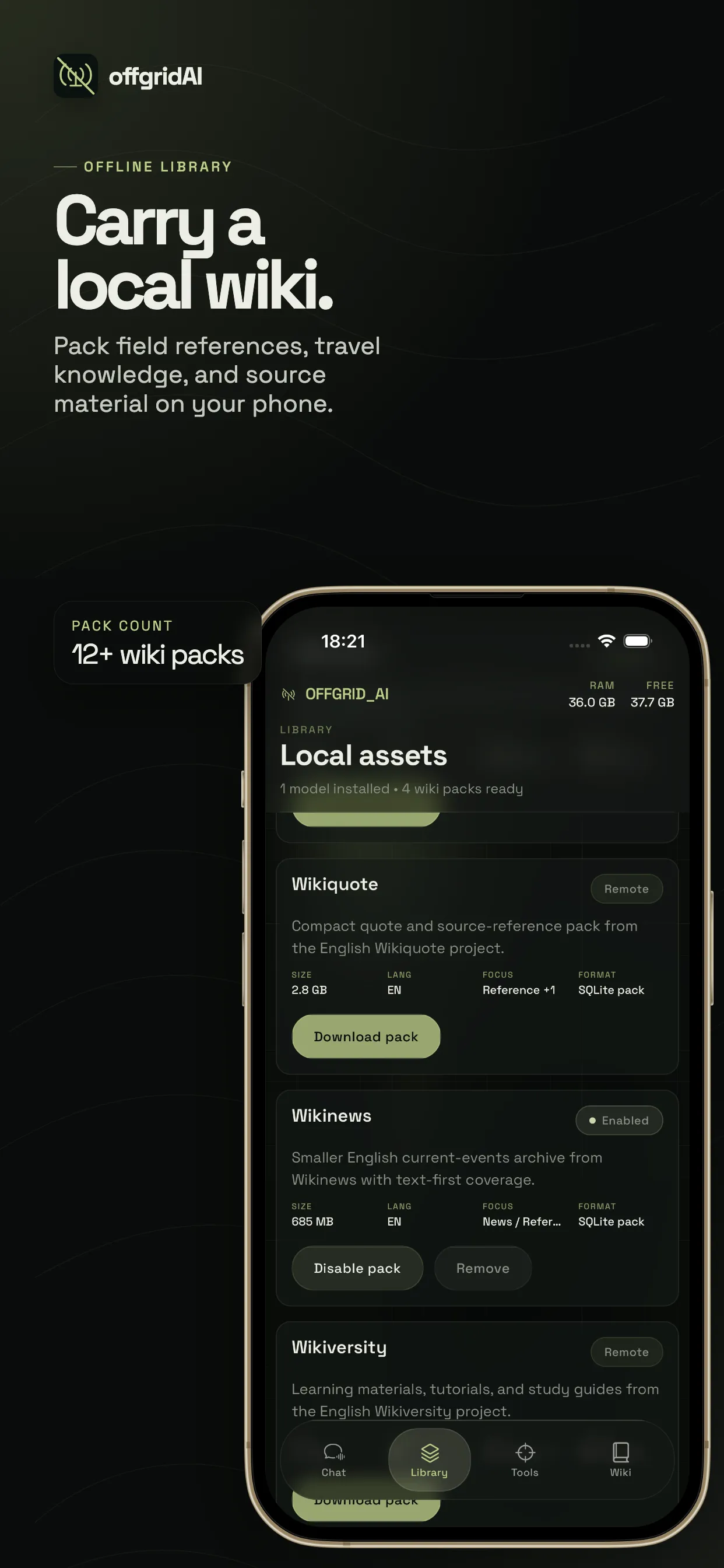 iPhone App Store screenshot 4: Carry a local wiki